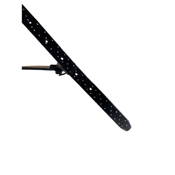 J. Crew Black Genuine Leather Studded Belt With Silver Buckle Small - Picture 3 of 4
